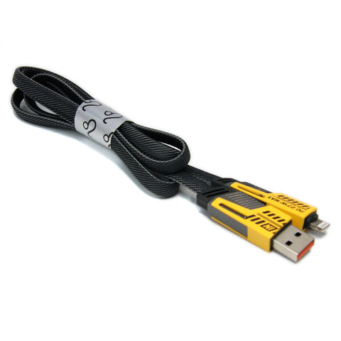 3ft Heavy Duty Construction 20W TC-TC Cable with USB and Lightning Adapters