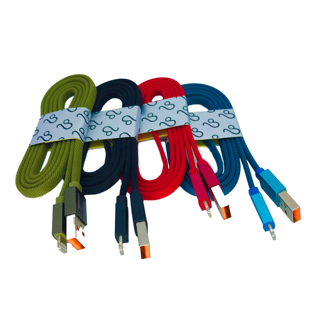 2 pcs 3ft Flat Nylon Charge Cable for Apple (Random Color)