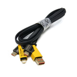 3ft Heavy Duty Construction 65W TC-TC Cable with USB and Lightning Adapters