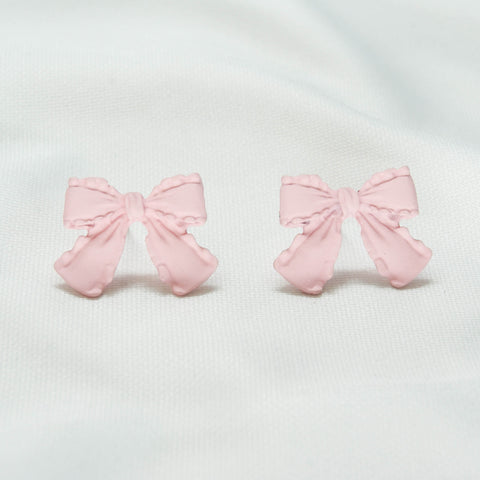 Pink Tied Bow Earrings